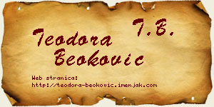 Teodora Beoković vizit kartica